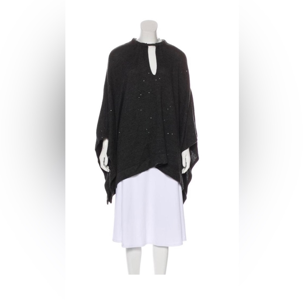 Brunello Cucinelli Cashmere Silk Knit Poncho Shawl Medium NEW